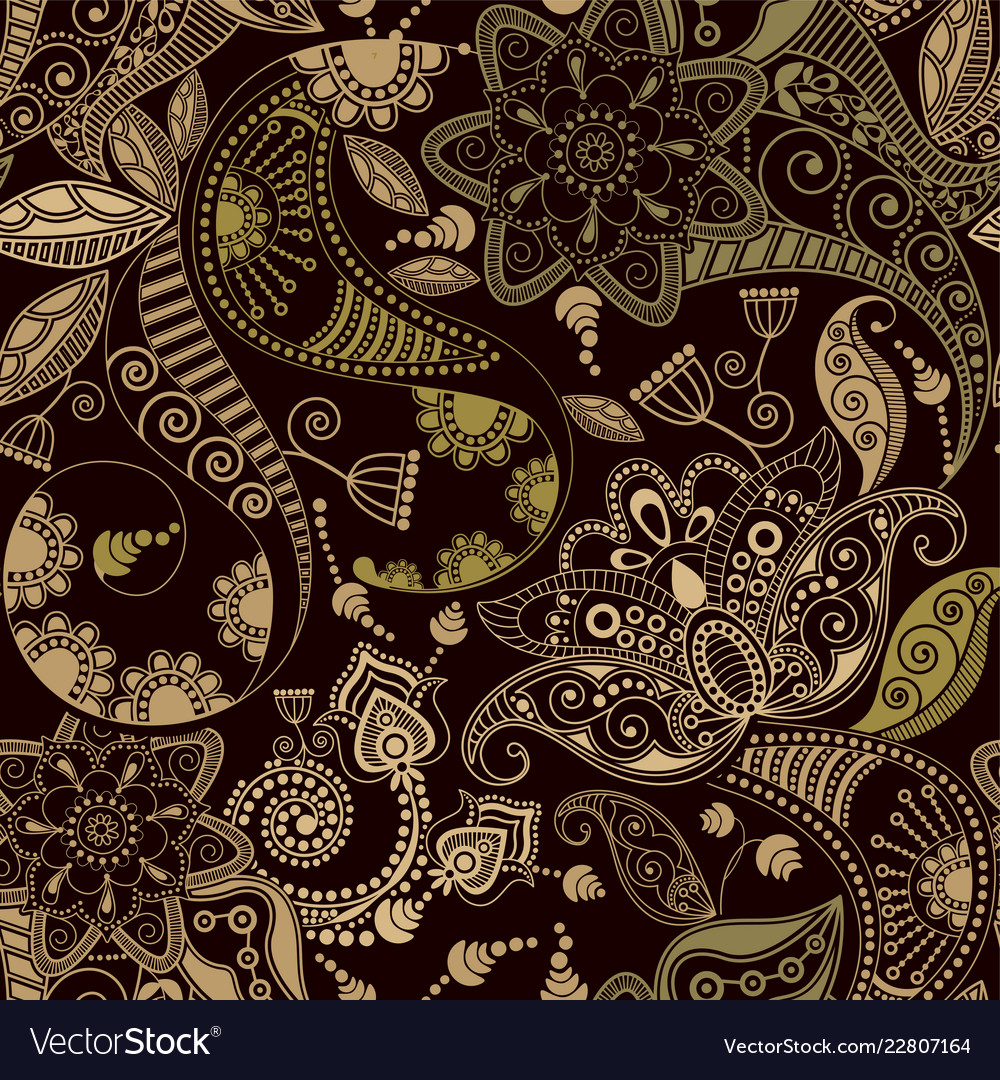 Seamless pattern indian floral ornament vector image Seamless pattern indian floral ornament