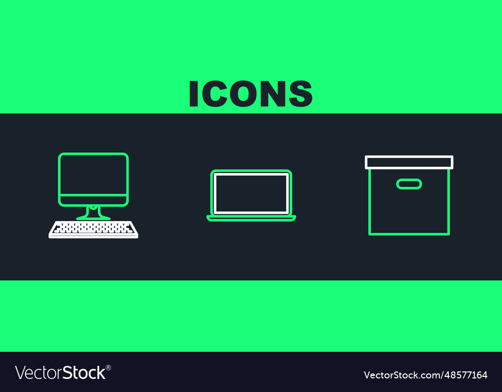 Set line carton cardboard box computer monitor vector image Set line carton cardboard box computer monitor