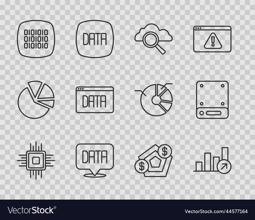 Set line processor cpu financial growth search vector image Set line processor cpu financial growth search