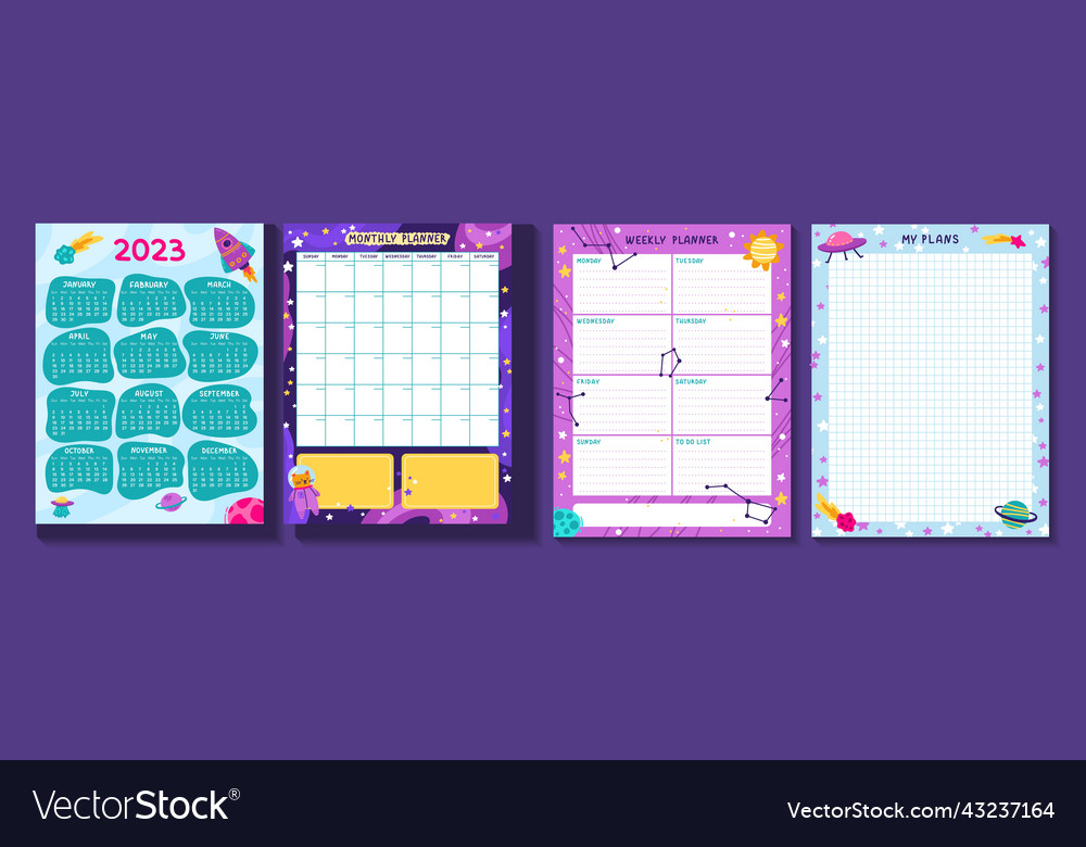Set of 2023 table calendar week