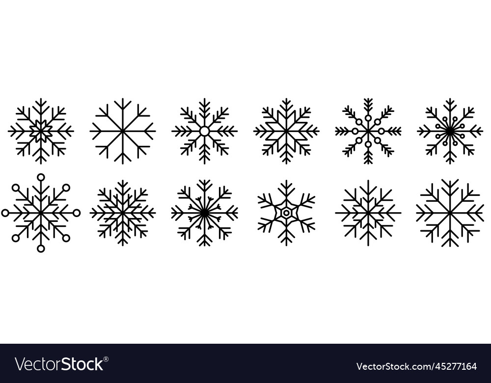 Snowflake variations icon collection Vector Image Snowflake variations icon collection