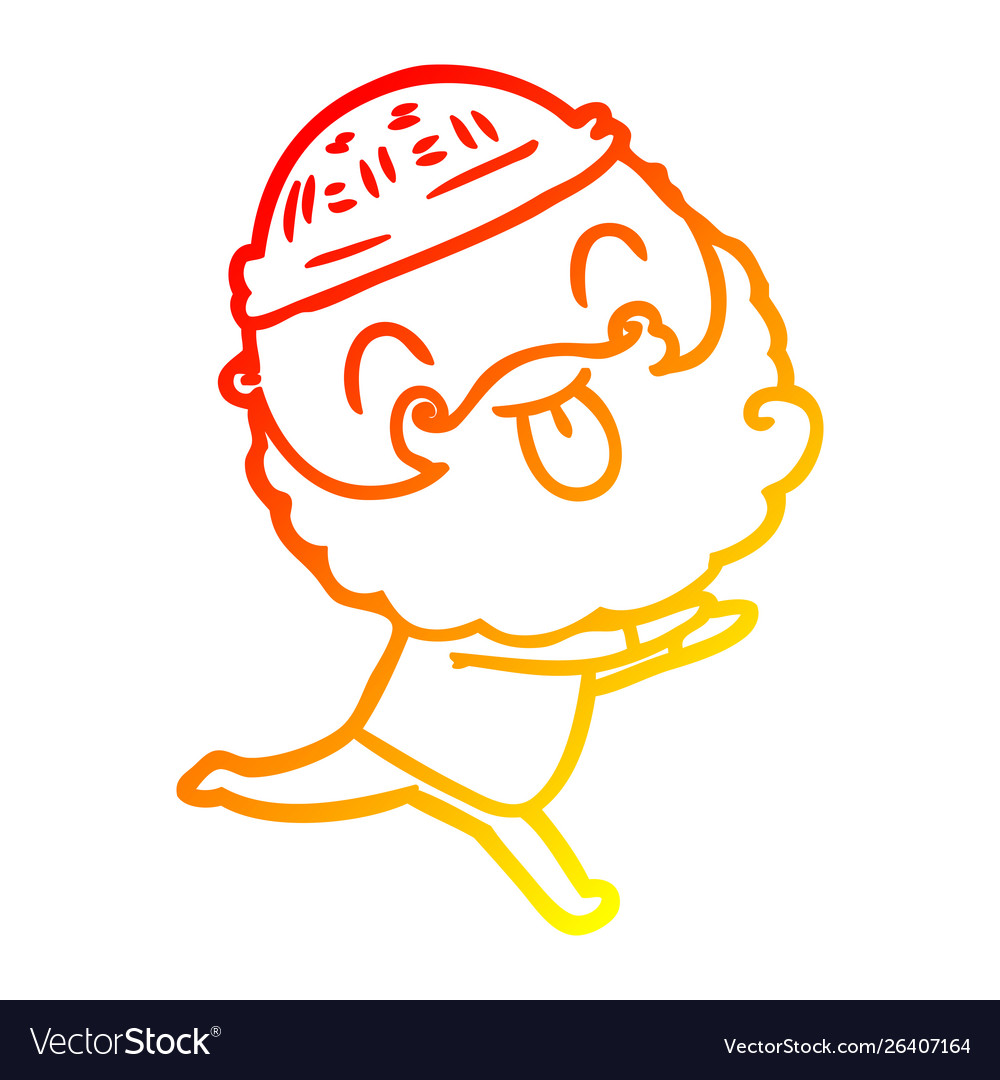 Warm gradient line drawing running man with beard