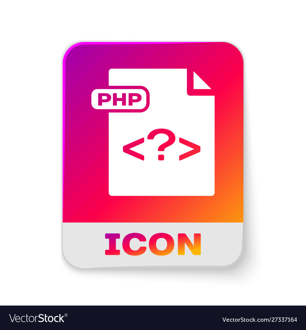 White php file document download button icon vector image White php file document download button icon