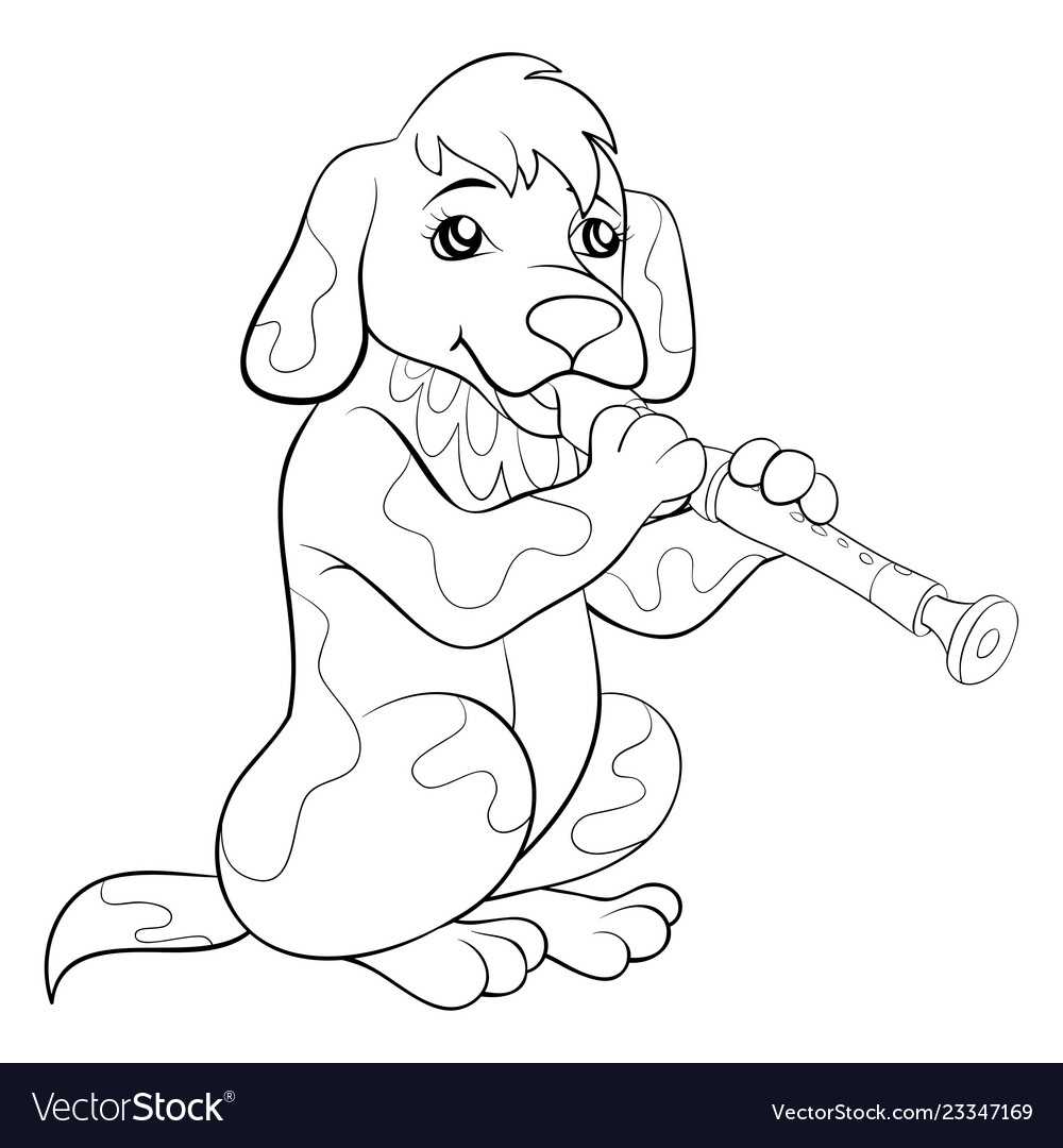 A children coloring bookpage cute playing dog