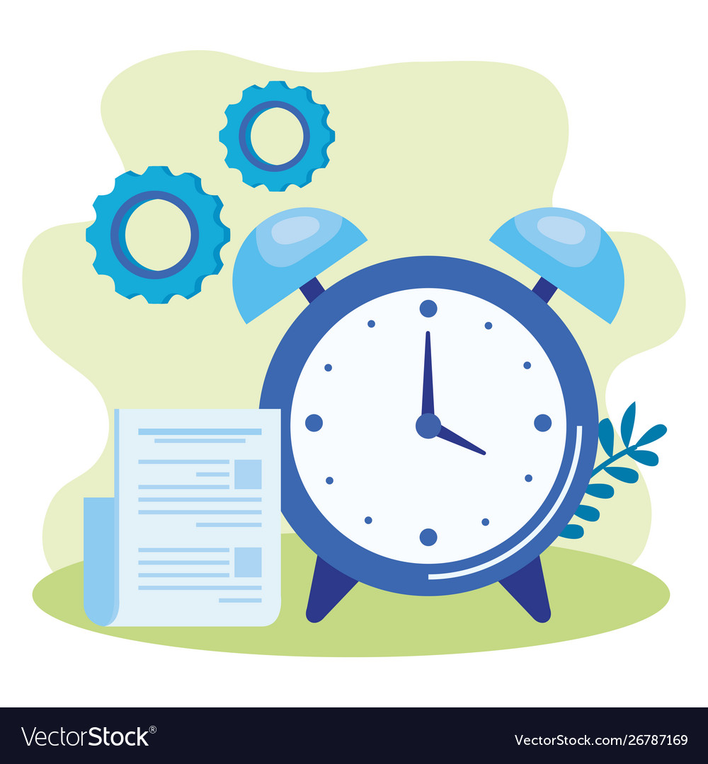 Alarm clock with document file Vector Image Alarm clock with document file