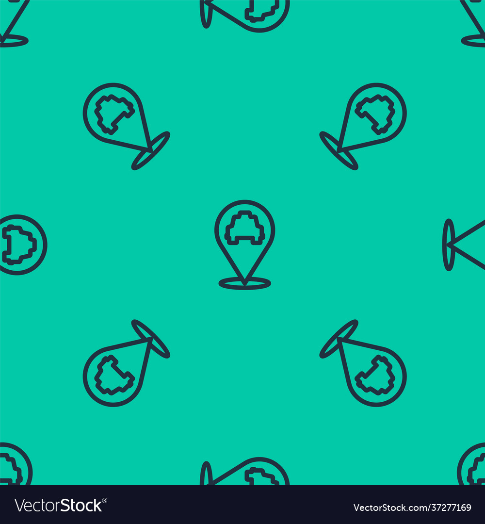 Blue line map pointer with taxi icon isolated vector image Blue line map pointer with taxi icon isolated