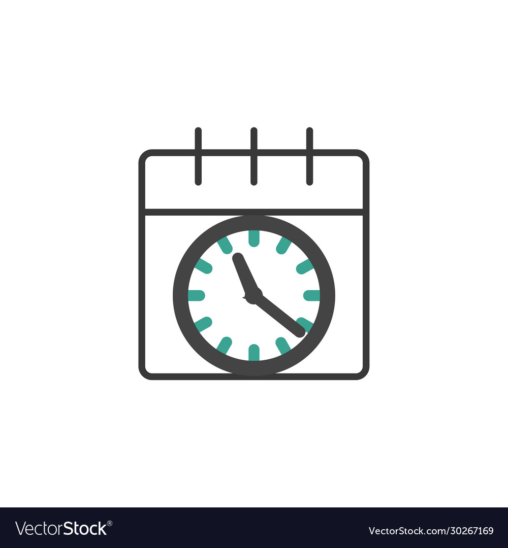 Calendar time line icon with clock vector image Calendar time line icon with clock