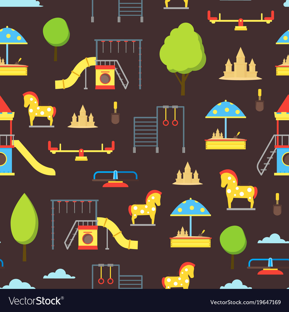 Cartoon playground element seamless pattern