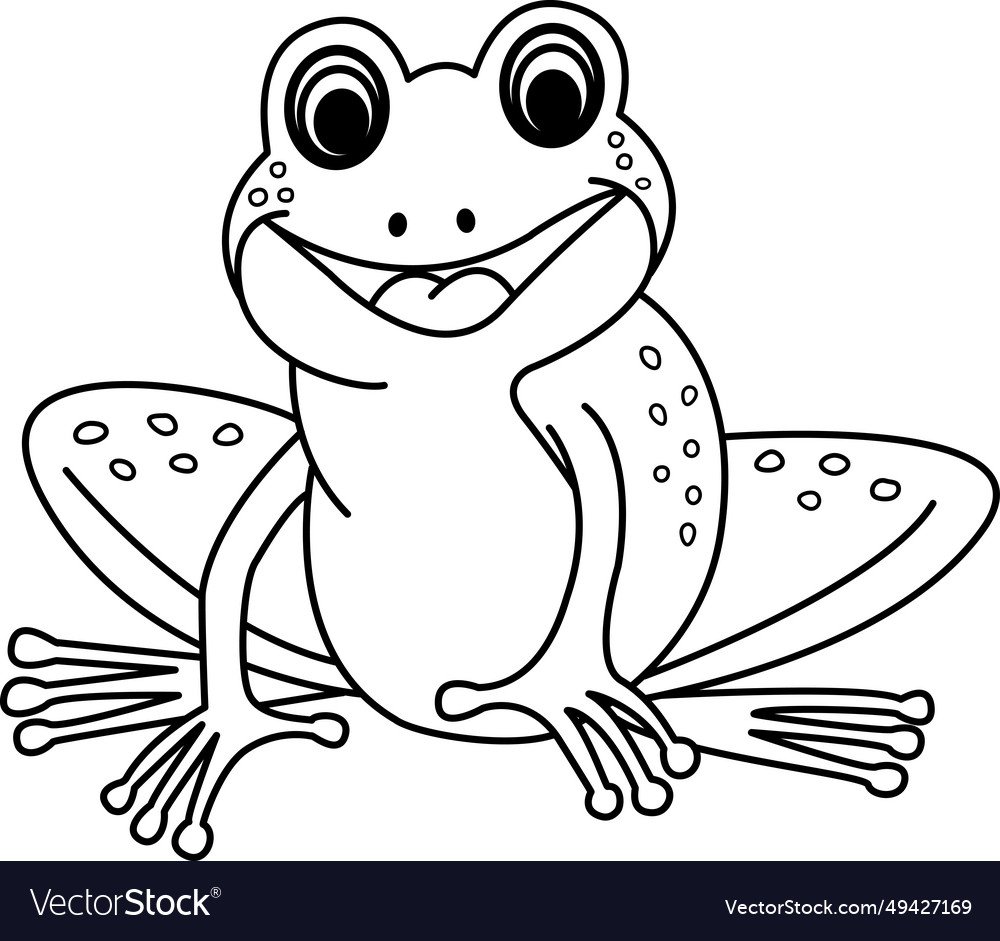 Cute cartoon frog for coloring page Royalty Free Vector