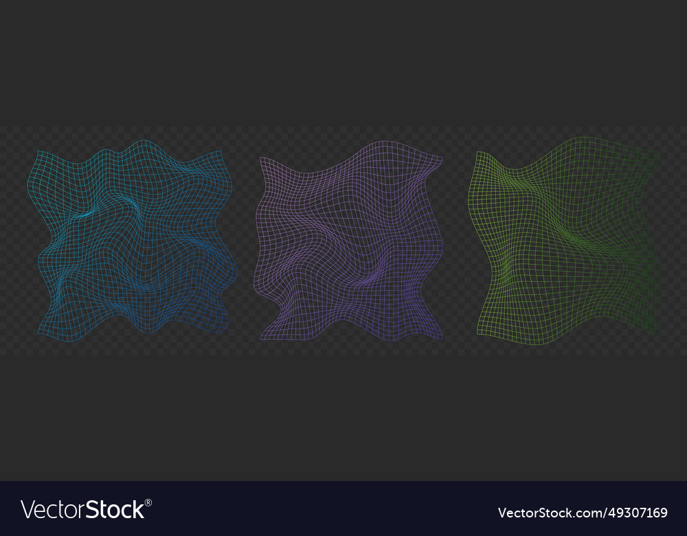 Distorted neon grid pattern warped mesh texture vector image Distorted neon grid pattern warped mesh texture