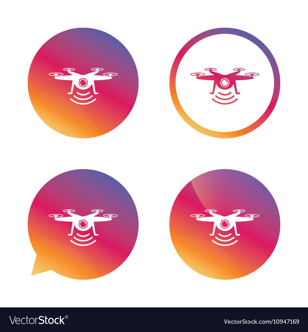 Drone icon quadrocopter with action camera