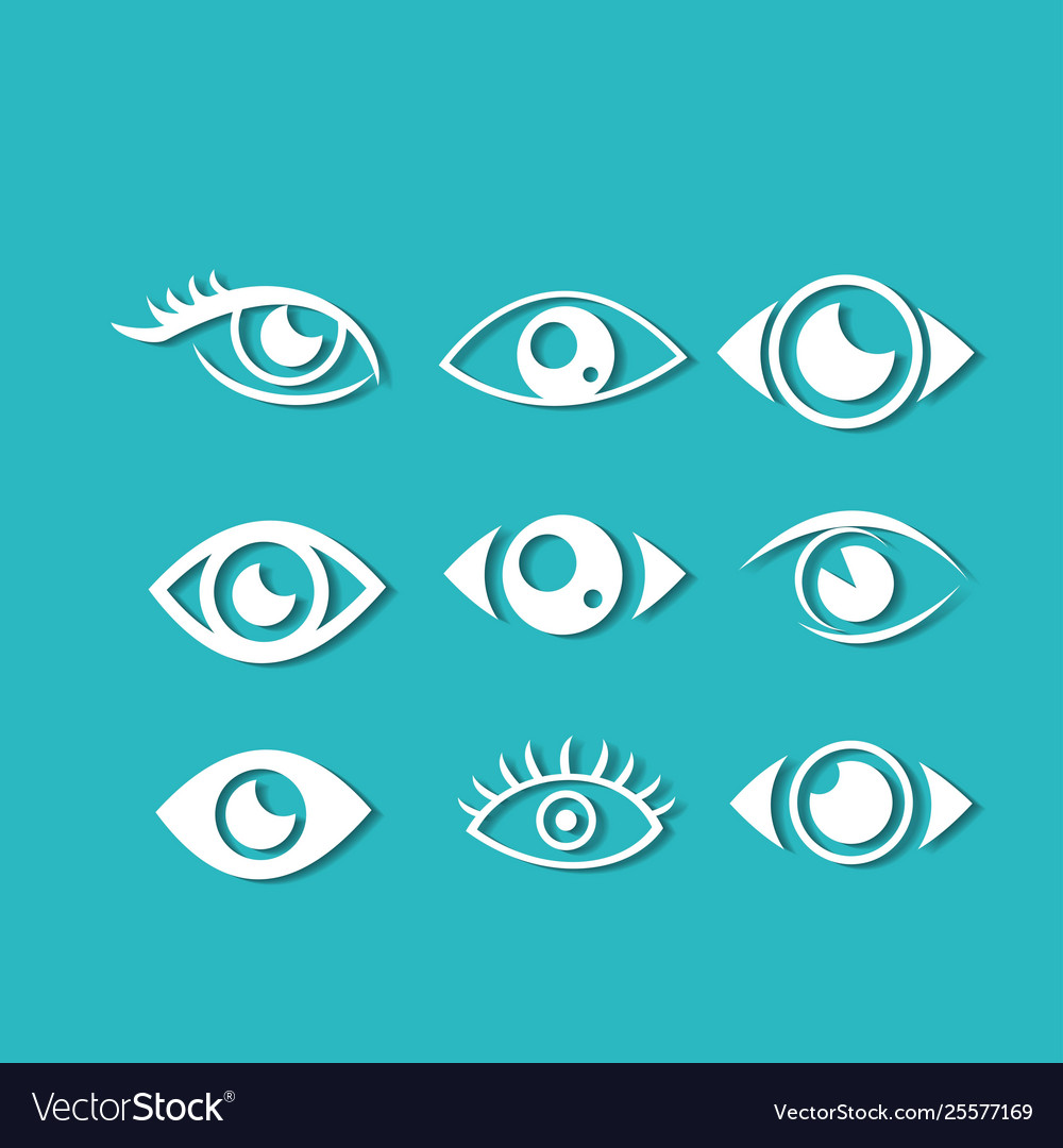 Eyes and eye icon set collection Royalty Free Vector Image