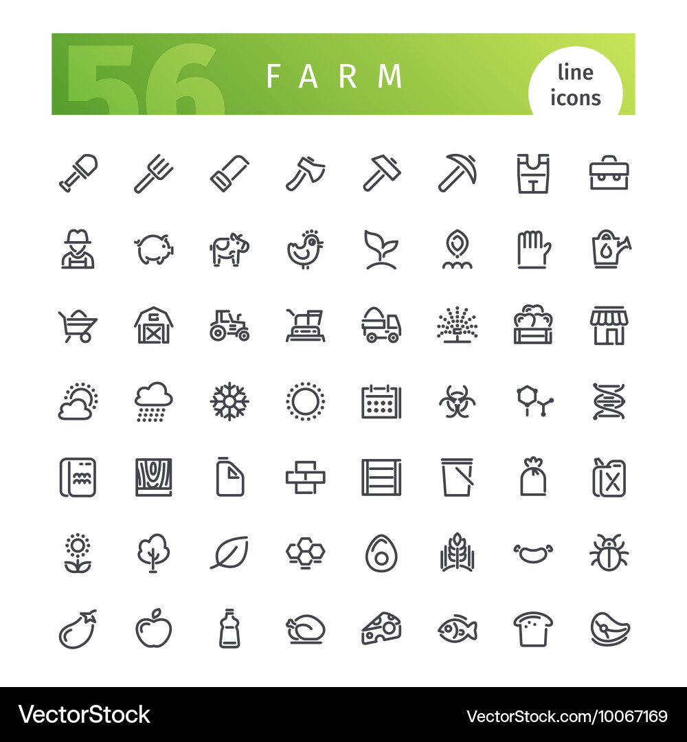 Farm Line Icons Set Royalty Free Vector Image - VectorStock