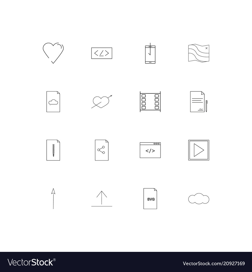 Files and folders sign linear thin icons set