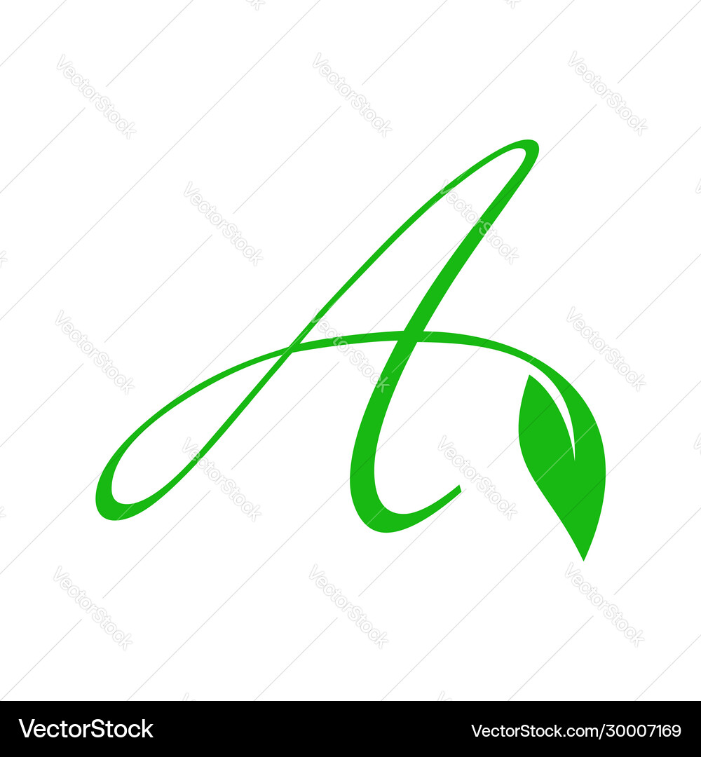 Handwriting initial leaf Royalty Free Vector Image