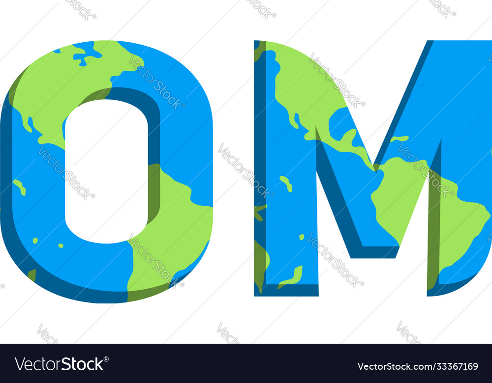 Initial om logo design with world map style