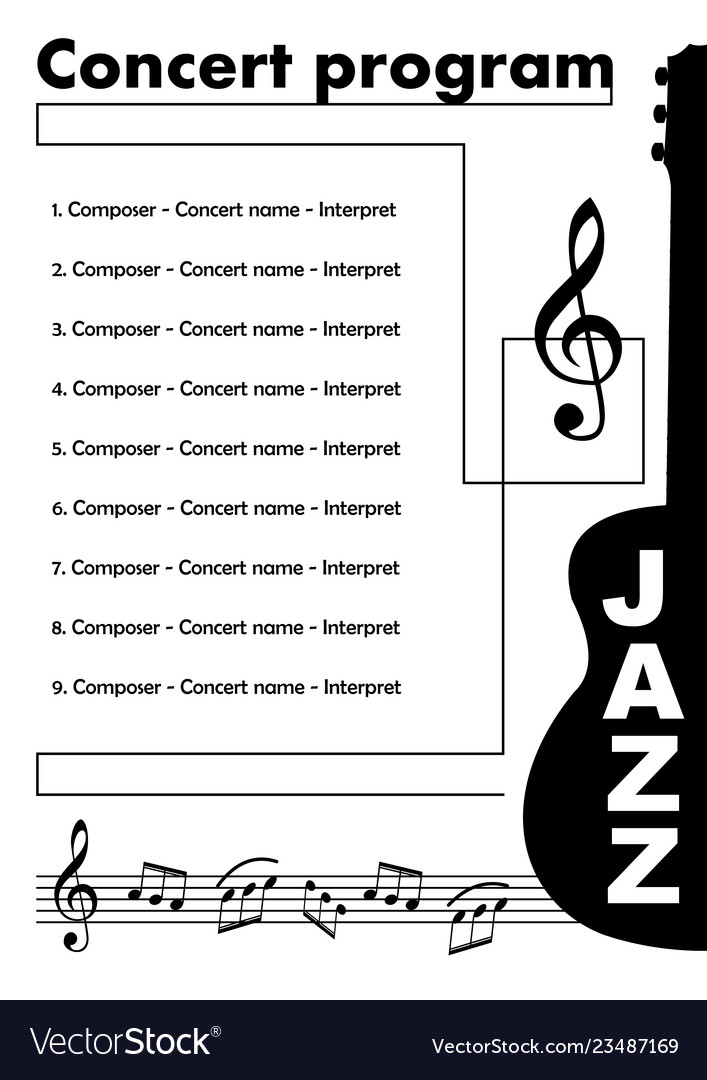 Jazz Concert Program Template With Cut Out Vector Image