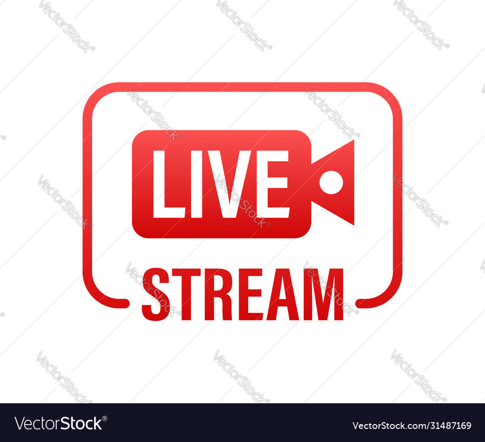 Live stream flat logo - red design element Vector Image