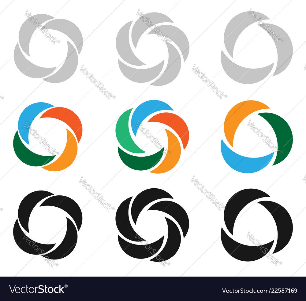 Modern flat circular icons in 3 version Vector Image Modern flat circular icons in 3 version