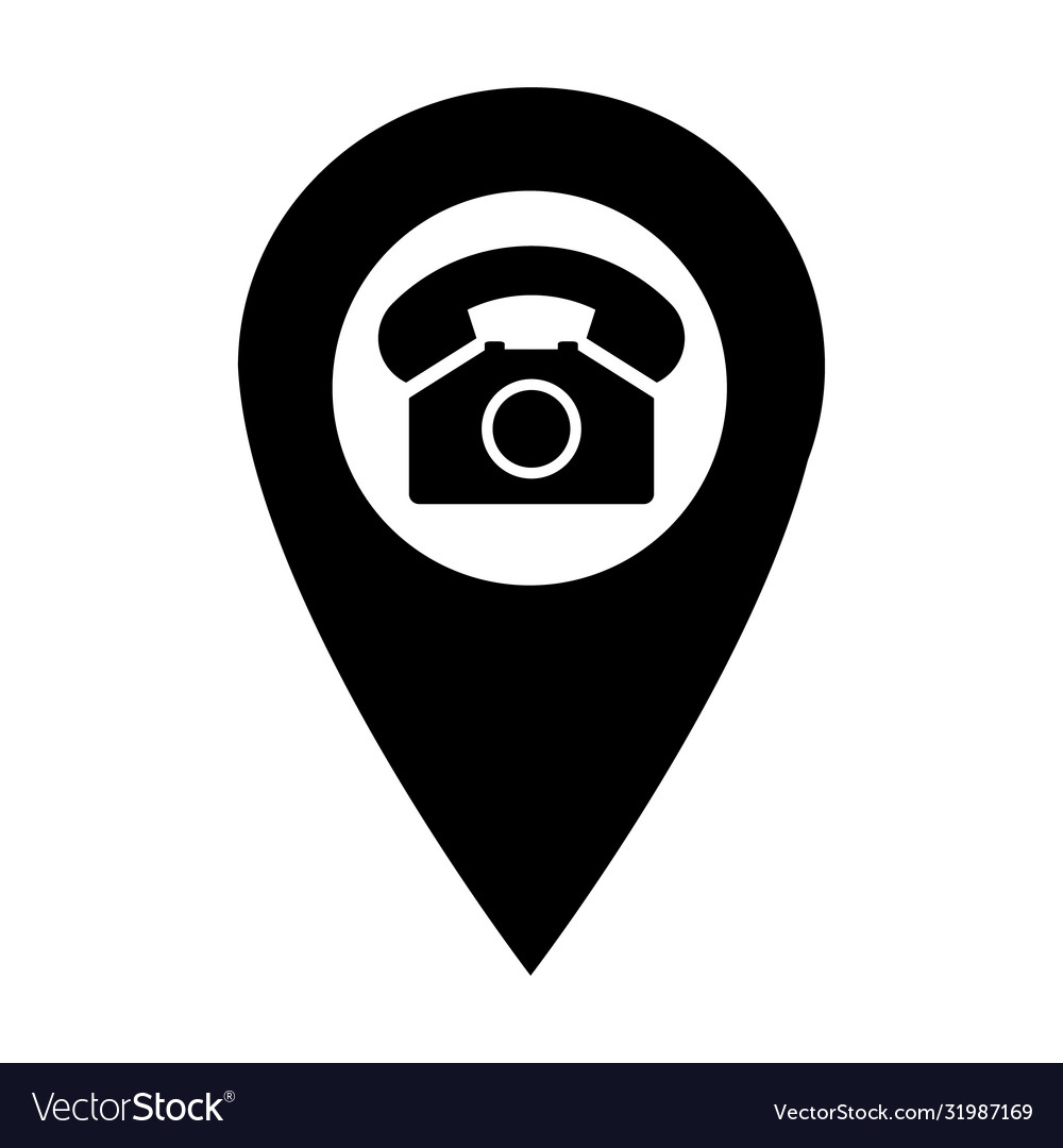 Old phone in black pointer flat icon isolated vector image Old phone in black pointer flat icon isolated