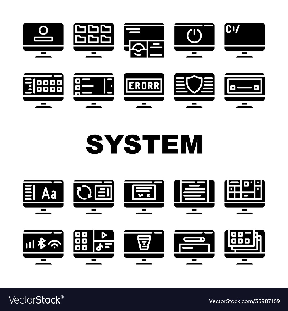 Operating system pc collection icons set vector image Operating system pc collection icons set