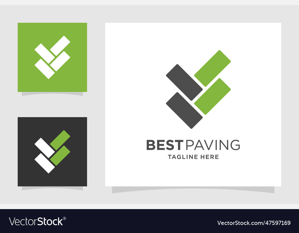 Paving block logo template with check mark design vector image Paving block logo template with check mark design