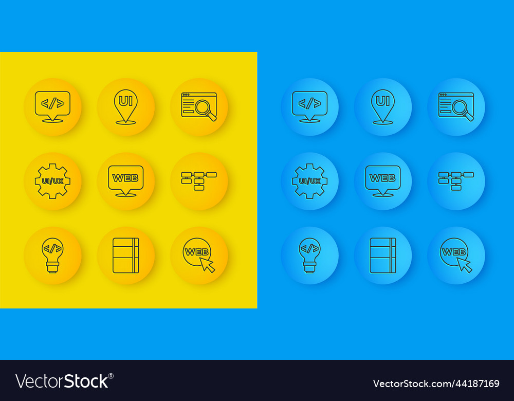 Set Line Front End Entwicklung ui oder ux design vector image Set Line Front End Entwicklung ui oder ux design