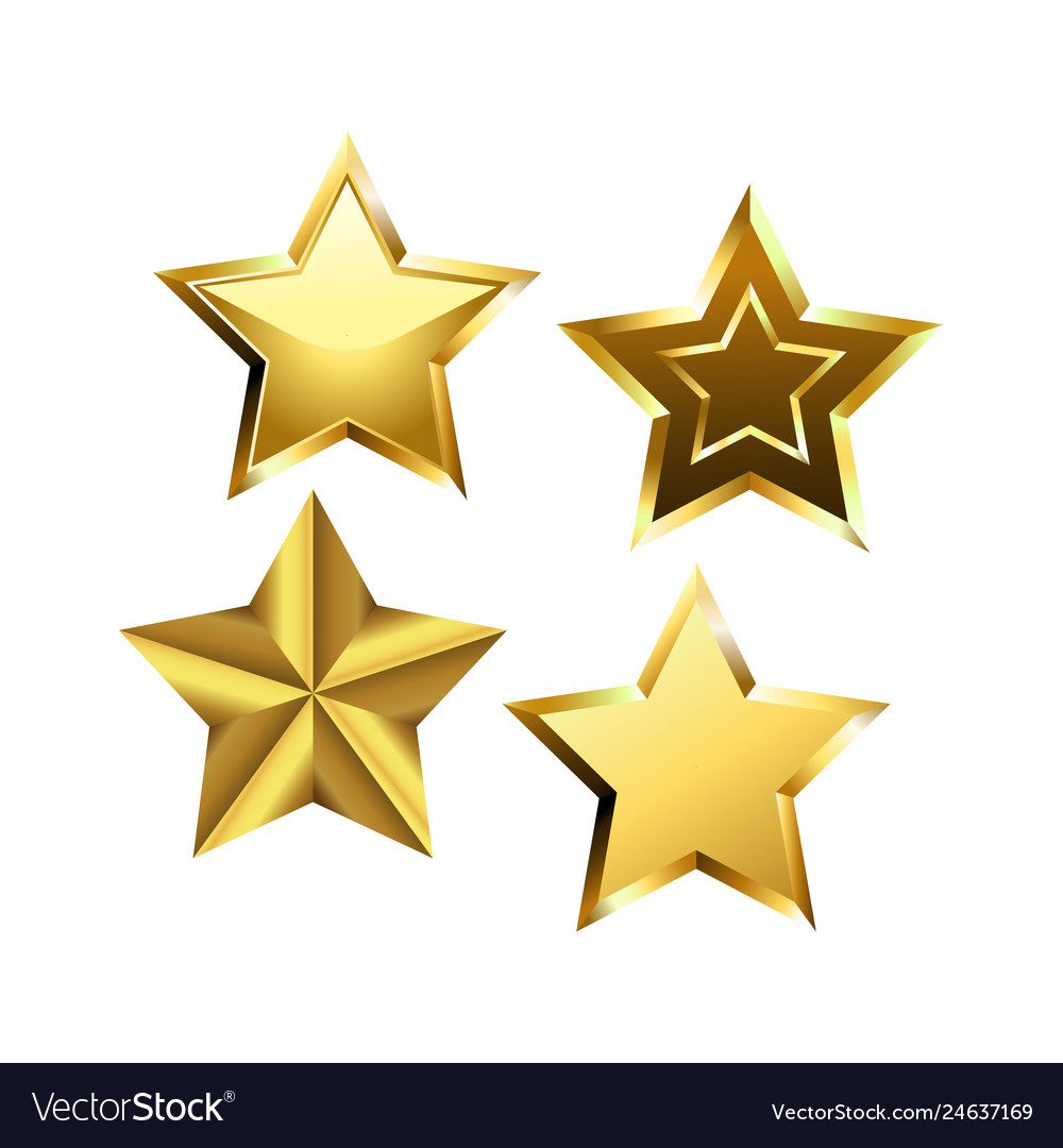 Set of realistic gold 3d stars for web