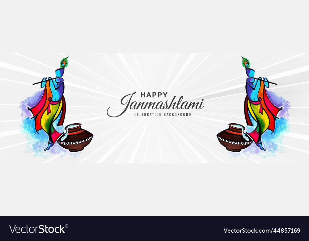 Shree krishna janmashtami festival banner Vector Image