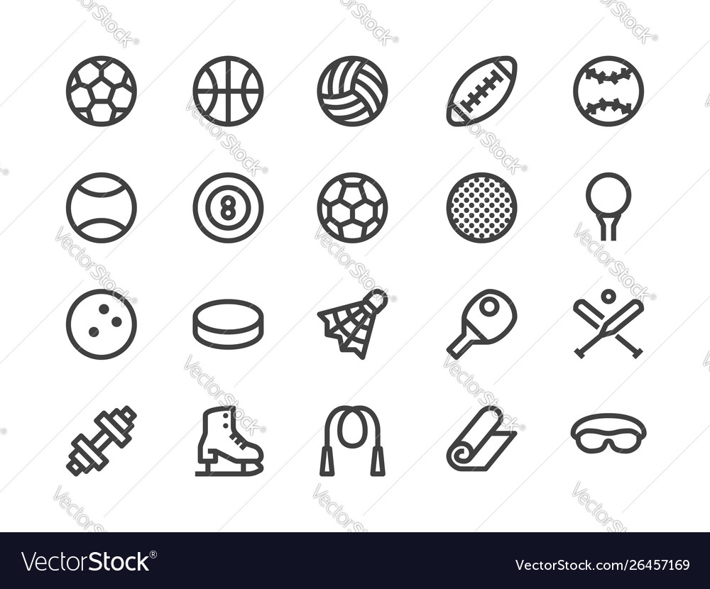 Sports equipment line icon vector image Sports equipment line icon