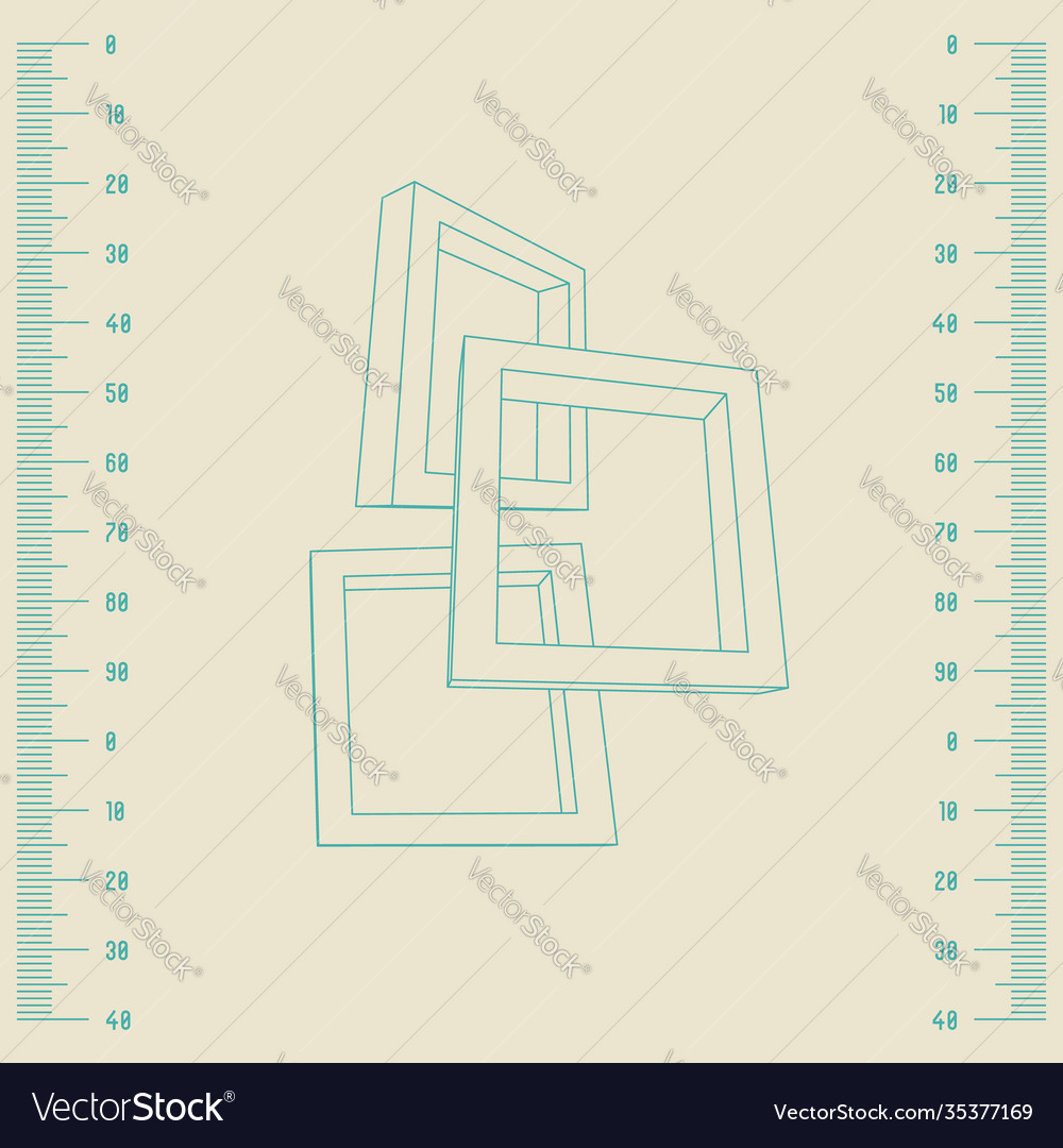 Three rectangular 3d frames blueprint