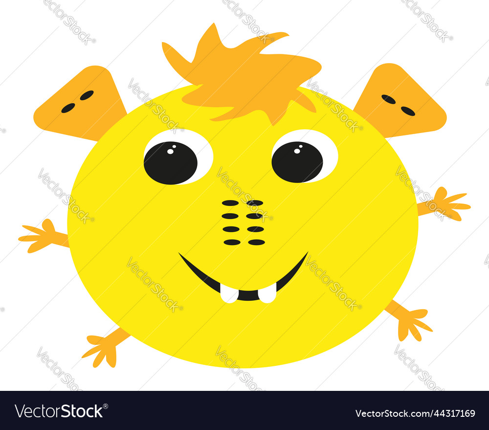 Yellow monster on a white background