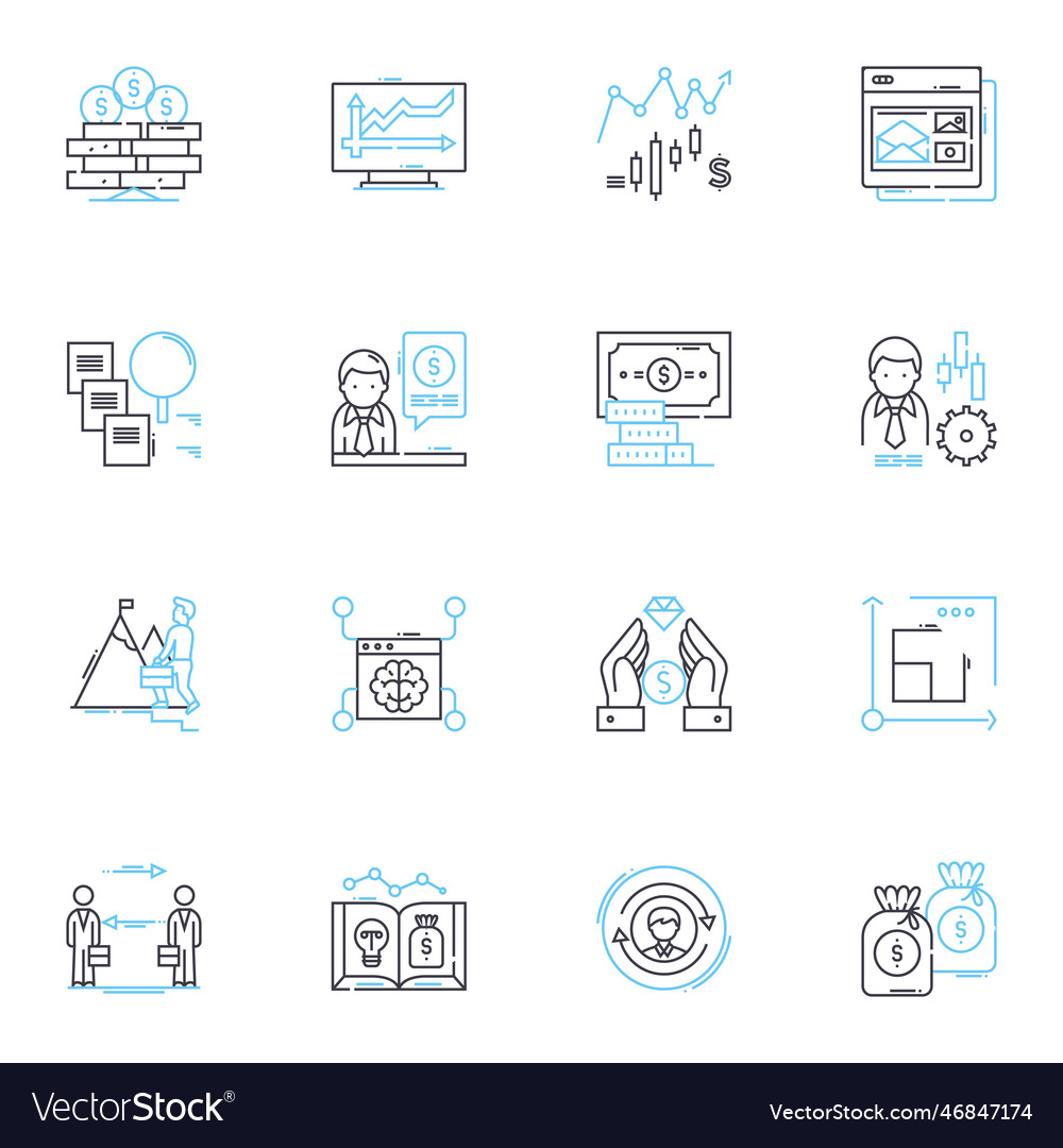 Accounting records linear icons set ledger vector image Accounting records linear icons set ledger