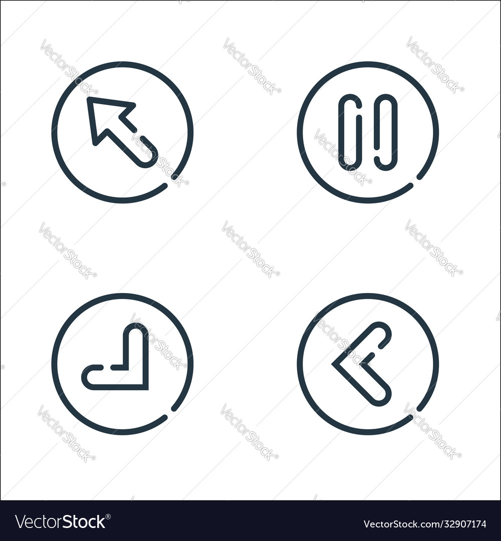 Arrow line icons linear set quality