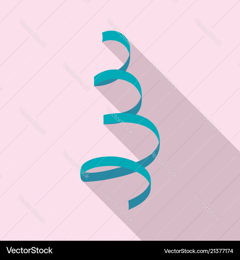 Curly party ribbon icon flat style Royalty Free Vector Image