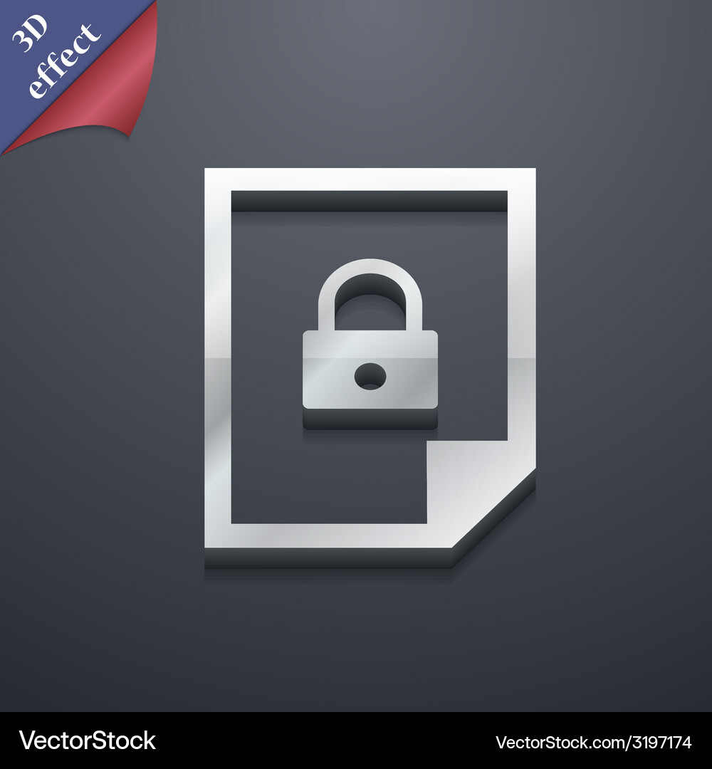 File locked icon symbol 3d style trendy modern Vector Image