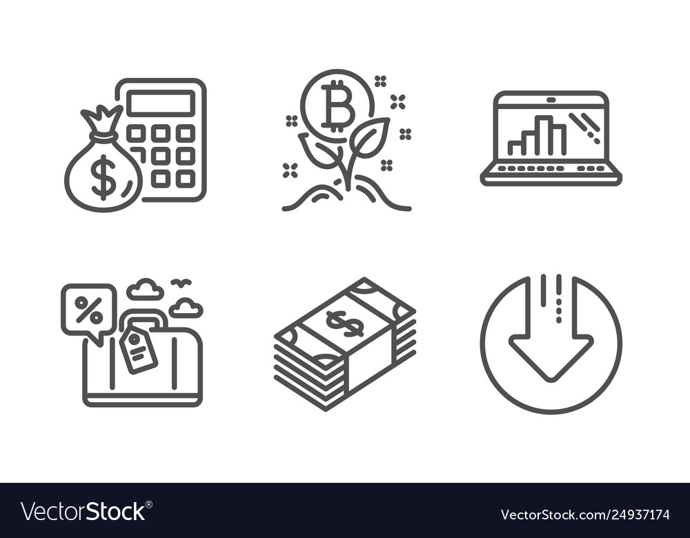 Finance calculator bitcoin project and graph vector image Finance calculator bitcoin project and graph