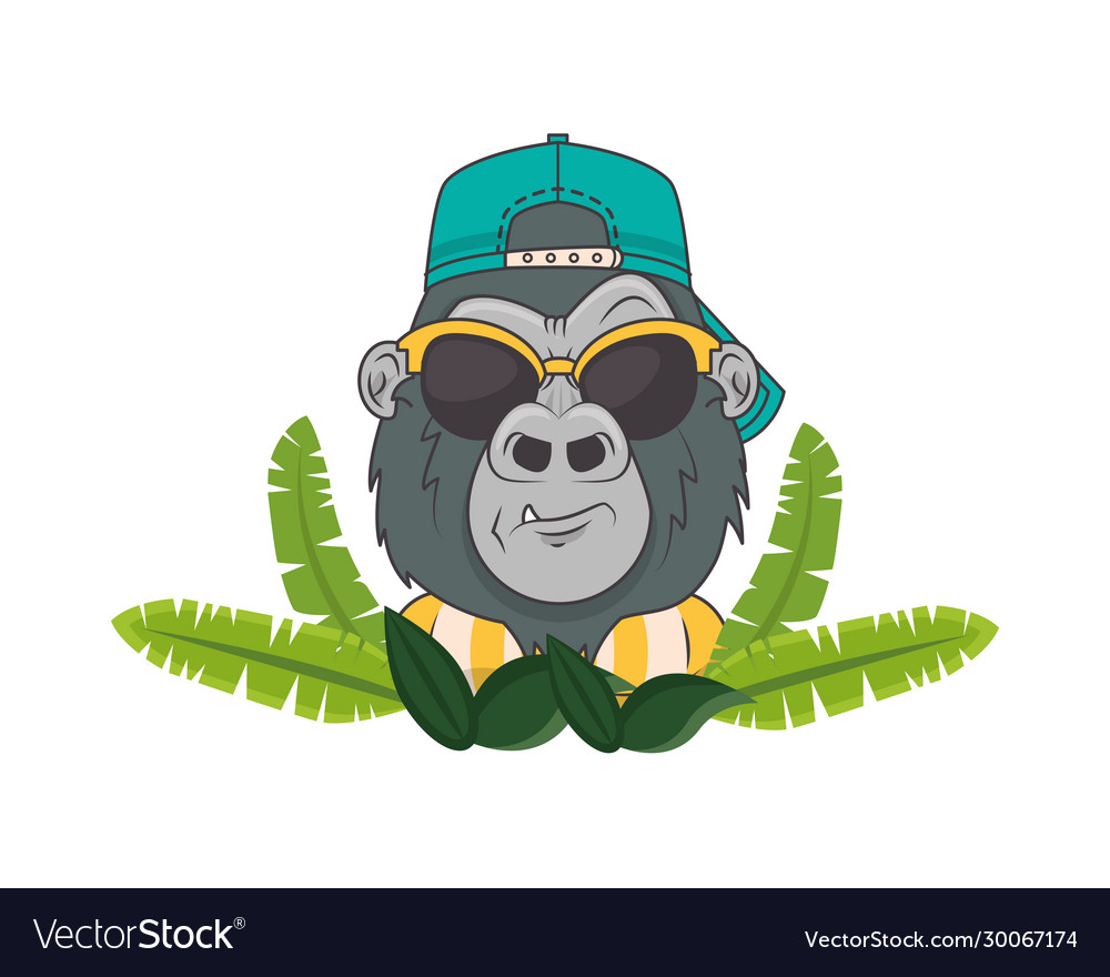 Funny gorilla with sunglasses cool style