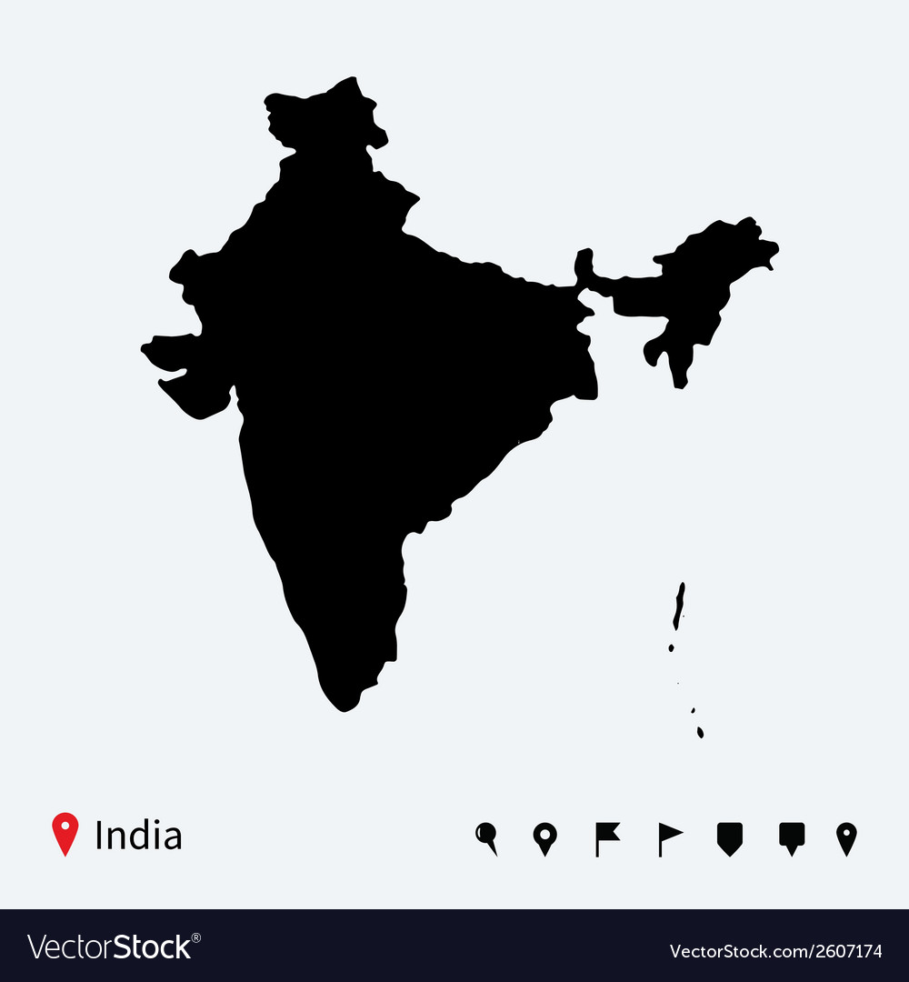 High detailed map of india with navigation pins Vector Image