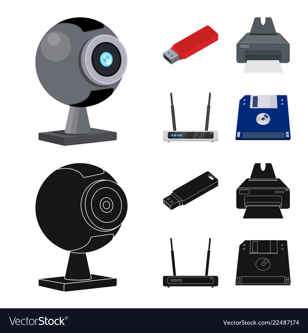 Isolated object of laptop and device symbol set vector image Isolated object of laptop and device symbol set