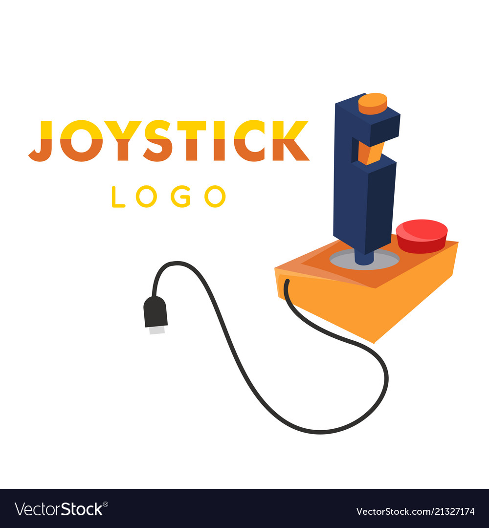 Joystick logo yellow retro icon im Royalty Free Vector Image