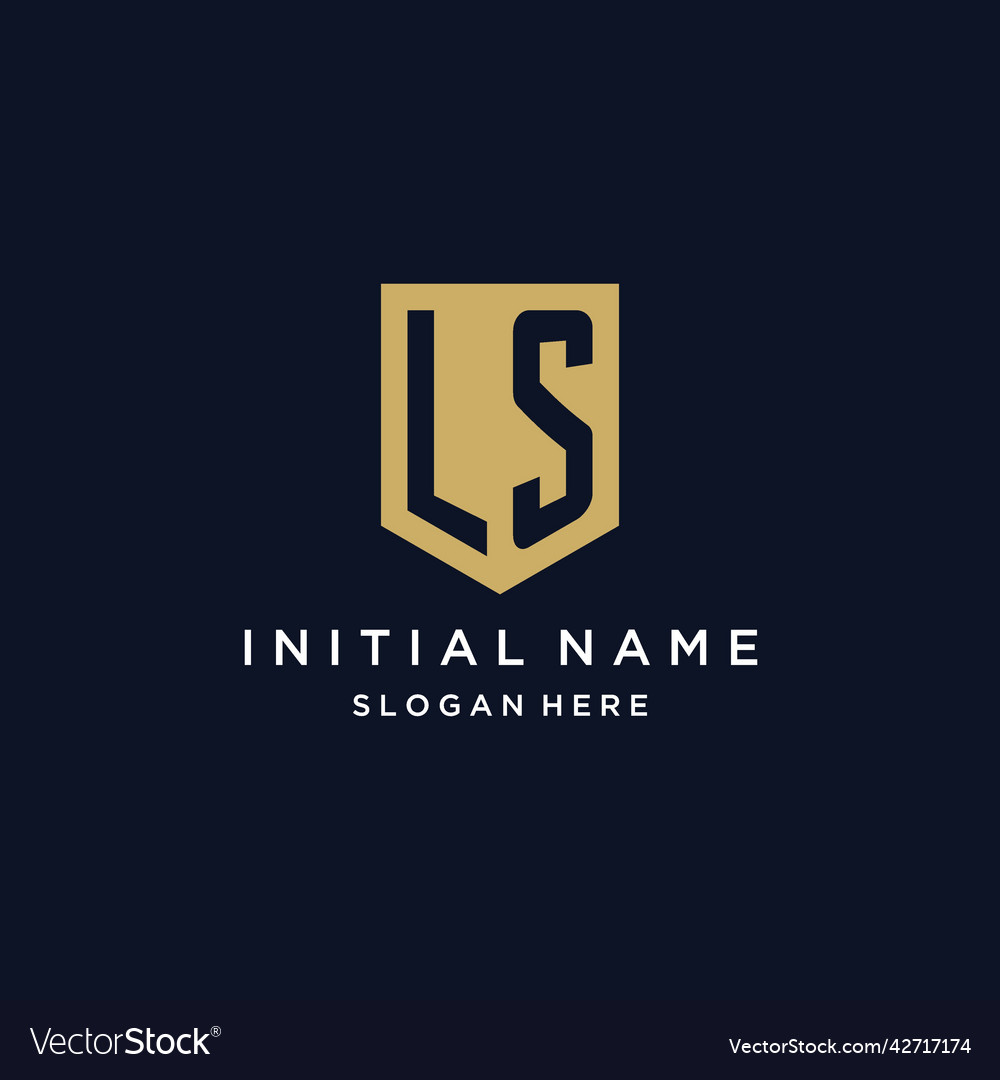 Ls monogram initials logo design with shield icon