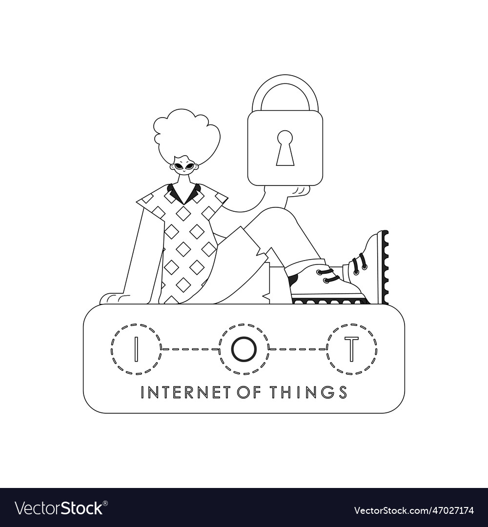 Man holding lock to secure iot data in linear