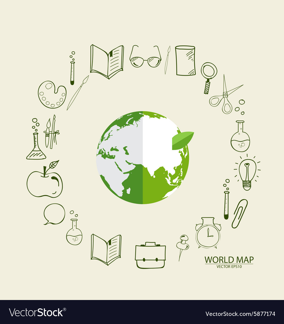 Modern globe with application icon template