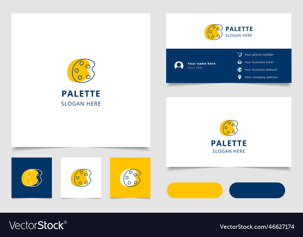 Palette logo design with editable slogan branding vector image Palette logo design with editable slogan branding