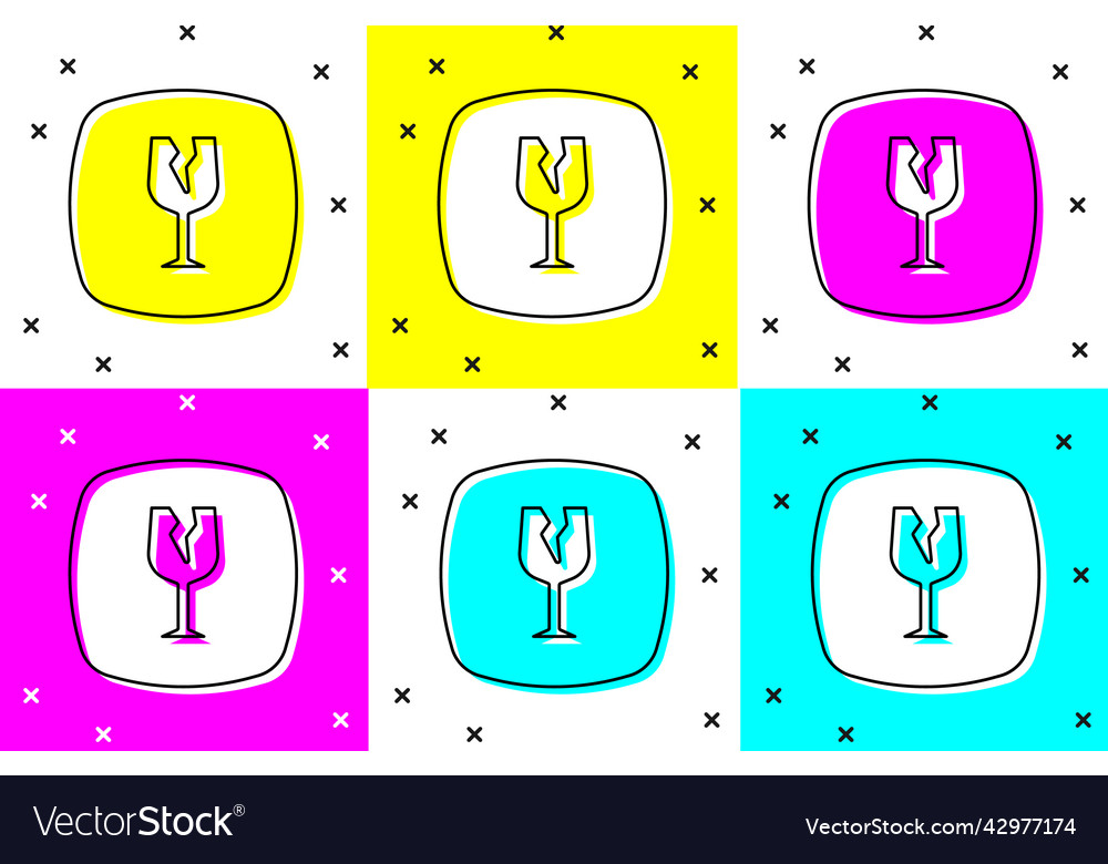 Set fragile broken glass symbol for delivery boxes