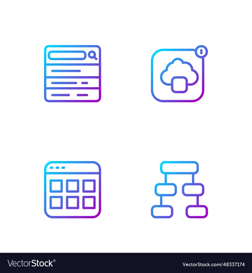 Set line hierarchy organogram chart browser files vector image Set line hierarchy organogram chart browser files