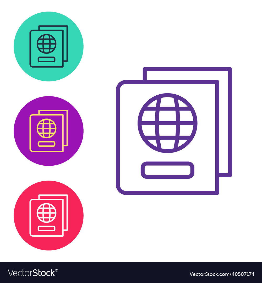 Set line passport with biometric data icon vector image Set line passport with biometric data icon