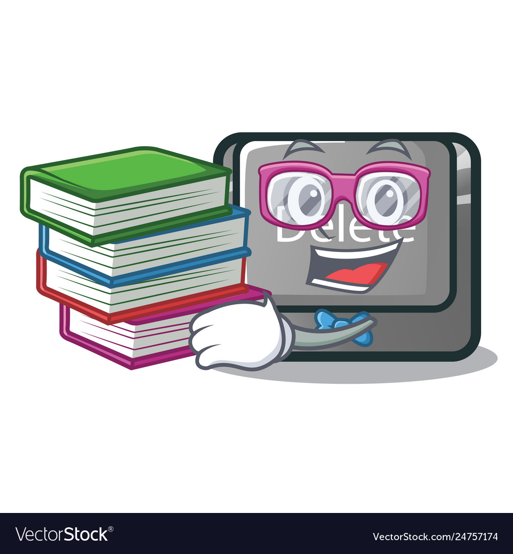 Student with book delete button toys in shape