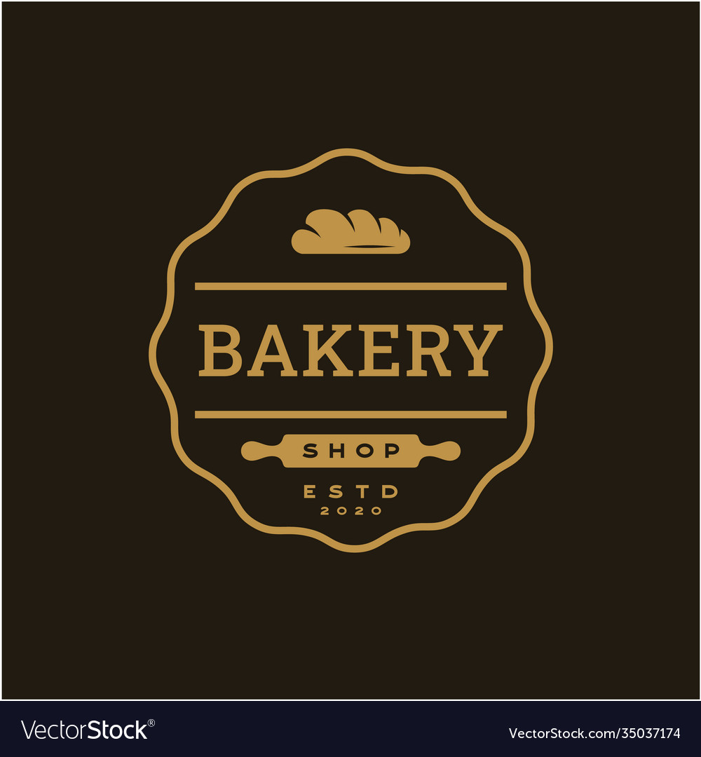 Vintage retro bakery bake shop stamp badge logo Vector Image